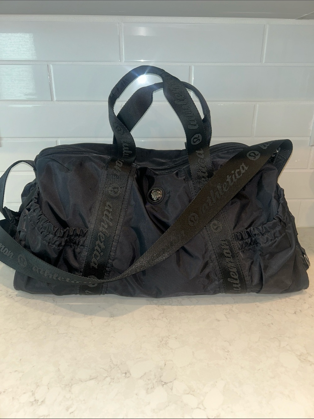 Lululemon Black Nylon Duffel gym  Bag